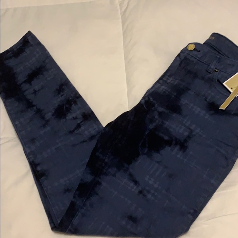 Michael Kors navy tie-dye stretch skinny jeans 4